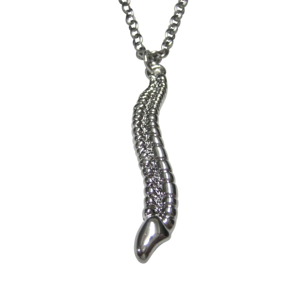 Silver Toned Medical Anatomical Cervical Vertebrae Bone Pendant Necklace
